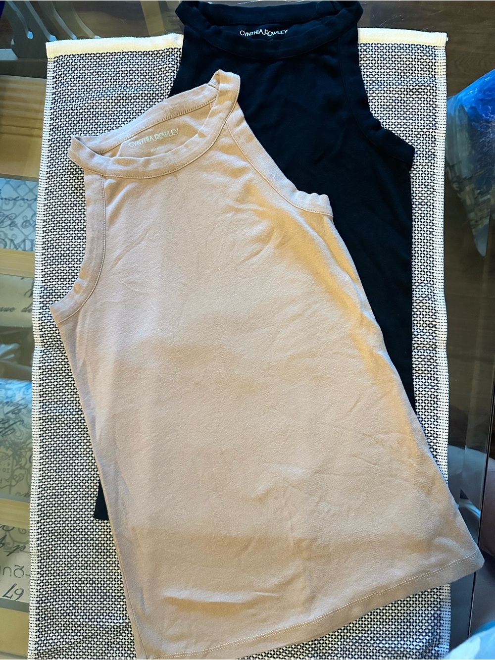 Cynthia Rowley Tank Tops in Black and Beige - Set of 2